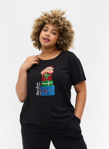 Christmas t-shirt in cotton, Black Gift, Model image number 0