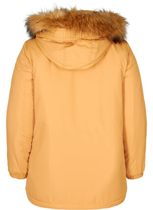 Jacket with a fake fur collar and drawstring waist, Spruce Yellow, Packshot image number 1