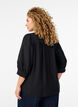 Blouse with 3/4 sleeves and decorative pleats, Black, Model image number 2