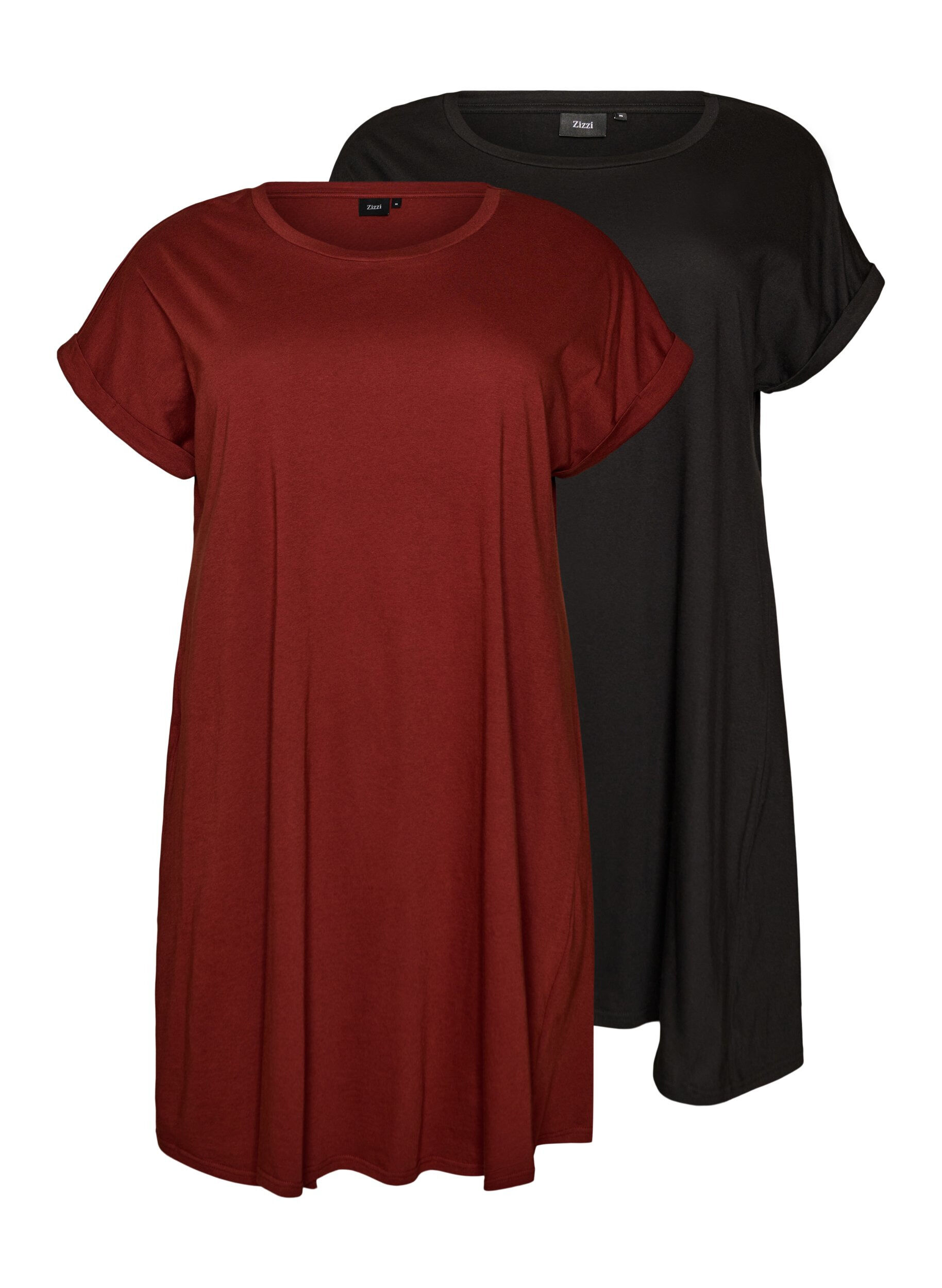 Zizzifashion 2-pack T-shirt dress with short sleeves, Orange, Packshot image number 0