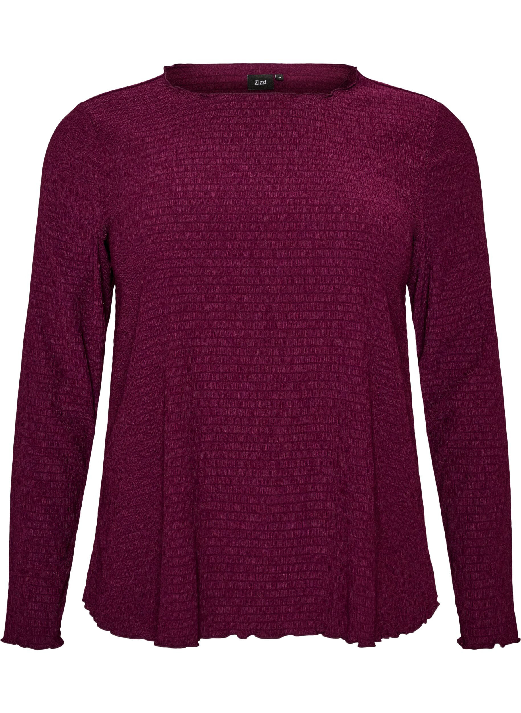 ZizzifashionTextured blouse with wavy edges, Purple, Packshot image number 0