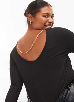 Blouse with chain, Black, Model image number 2