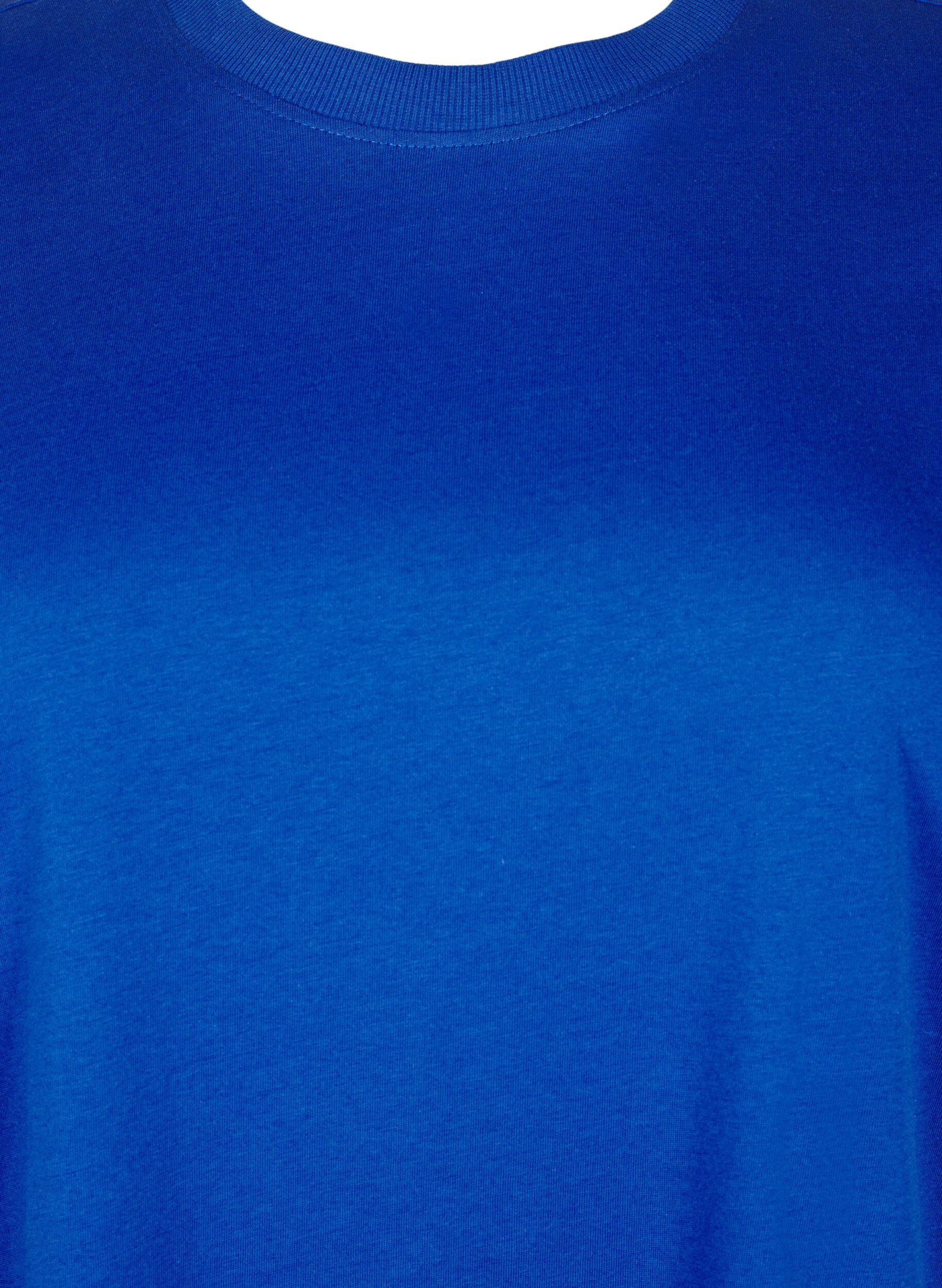 Zizzifashion Basic cotton T-shirt with round neck, Blue, Packshot image number 2