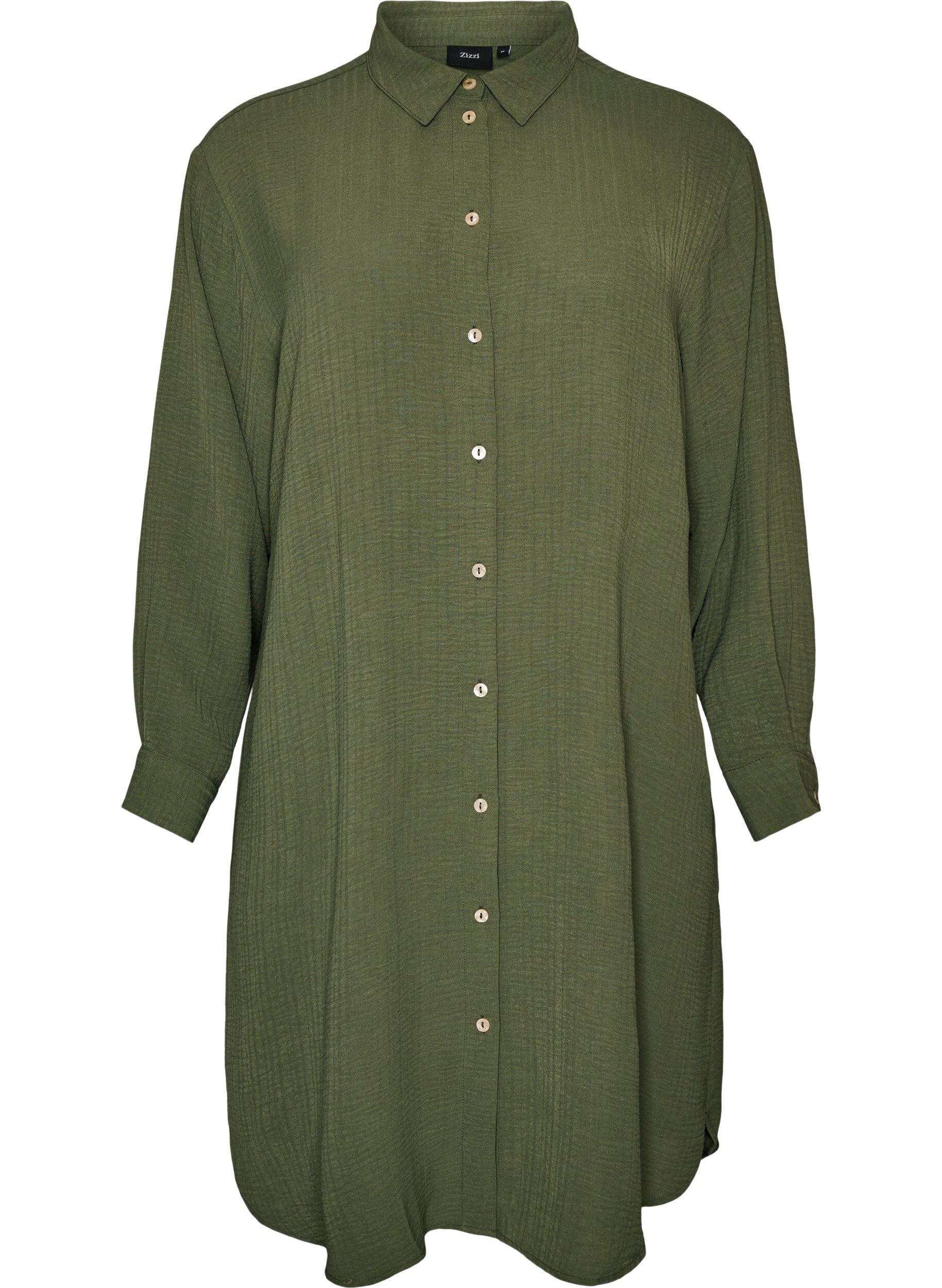 ZizzifashionLong shirt with a light texture, Green, Packshot image number 0
