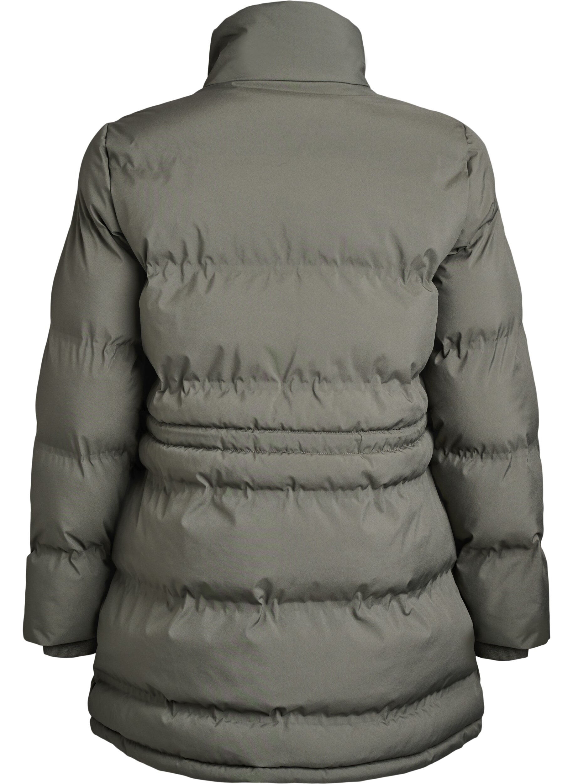 Zizzifashion Mid-length puffer jacket with adjustable waist, Dark Grey, Packshot image number 1