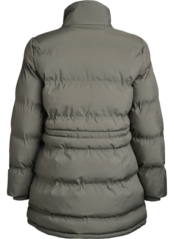 Mid-length puffer jacket with adjustable waist, Dark Grey, Packshot image number 1