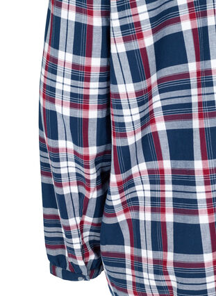 Checked, cotton pyjama top, Navy Comb Check, Packshot image number 3