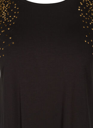 Short-sleeve T-shirt with sequins, Black, Packshot image number 2