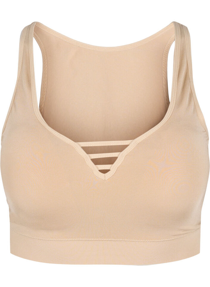 Lightly padded bra with string details, Nude, Packshot image number 0