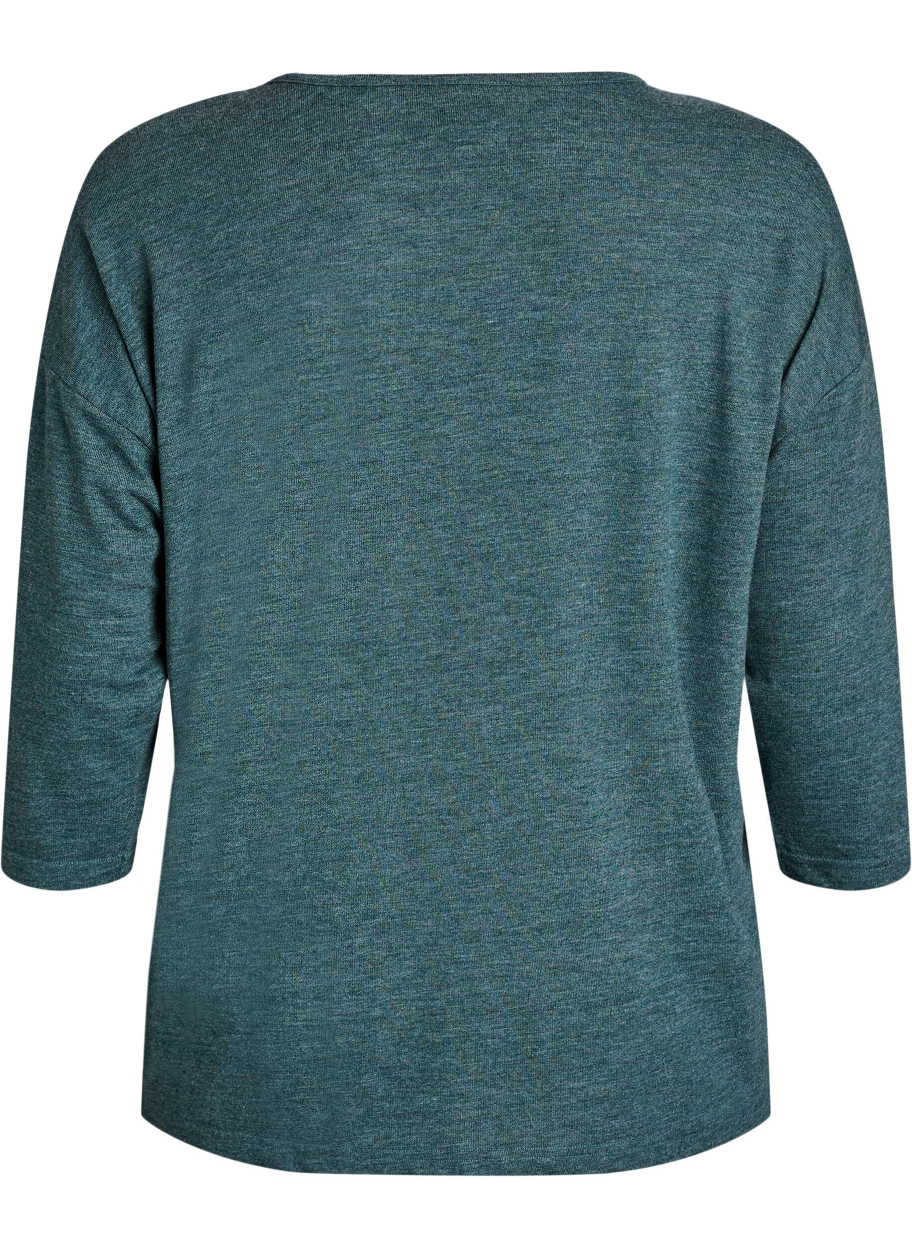 ZizzifashionJersey blouse with 3/4 sleeves, Green, Packshot image number 1