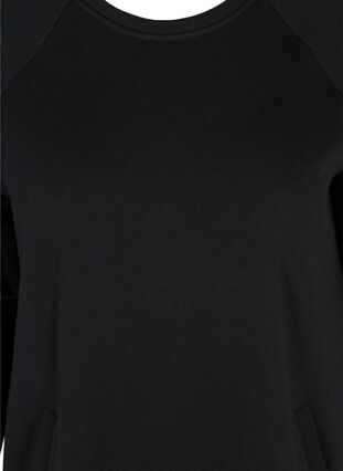 Sweat dress with pockets and slits, Black, Packshot image number 2