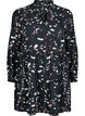 Tunic with print and ruffled collar, Black AOP Print, Packshot image number 0