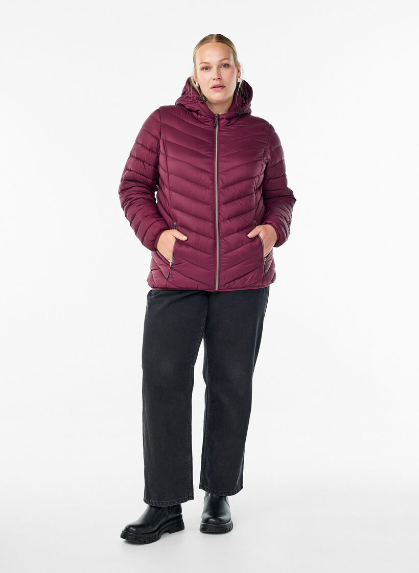 Lightweight jacket with hood, Dark Bordeaux, Model image number 1