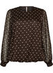 Dotted chiffon blouse with sheer sleeves, Brown, Packshot image number 0