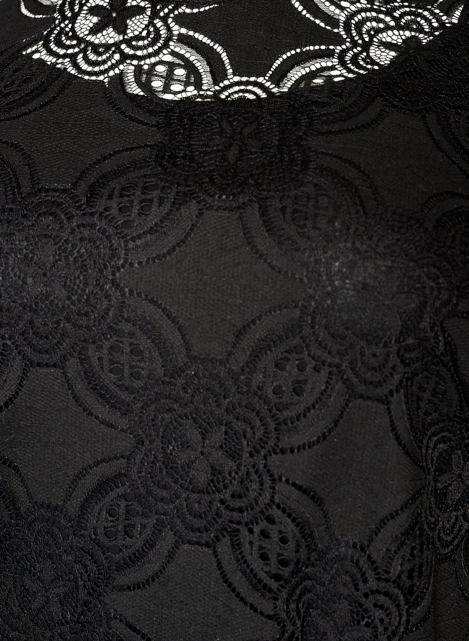 Zizzifashion Lace midi dress with 1/2 sleeves, Black, Packshot image number 2