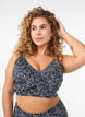 Bikini top with print and ruffle details, Petrol, Model image number 0