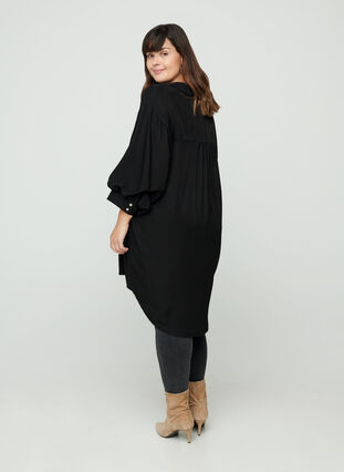 Plain tunic with buttons, Black, Model image number 1