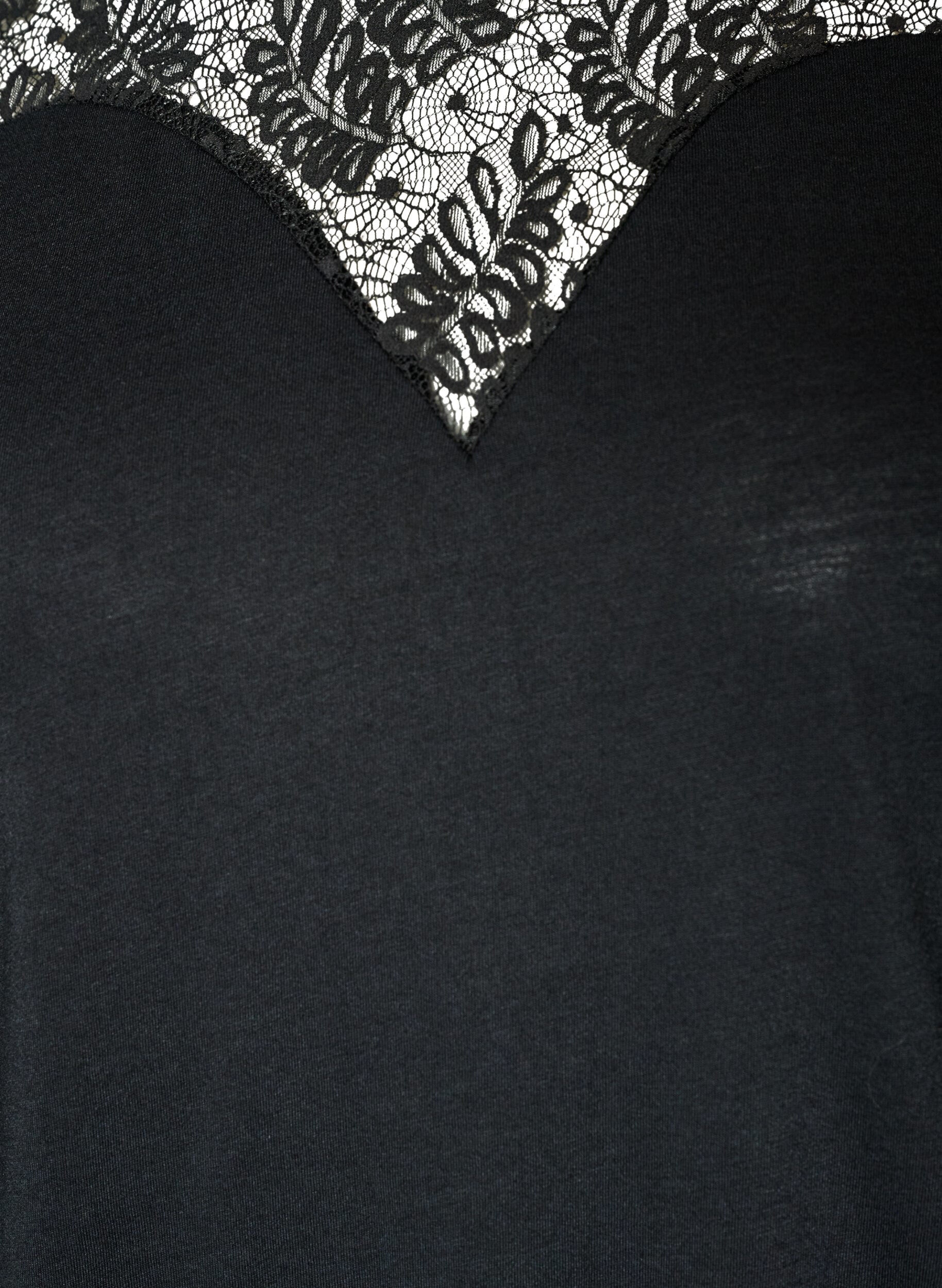 Zizzifashion Blouse with lace insert and balloon sleeves, Black, Packshot image number 2