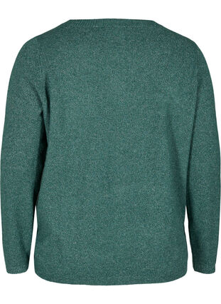Short melange knitted cardigan with button fastening, Darkest Spruce Mel., Packshot image number 1