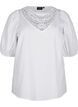 Short-sleeved blouse with lace detail, Bright White, Packshot image number 0