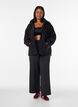 Teddy jacket with a hood and zipper, Black, Model image number 1