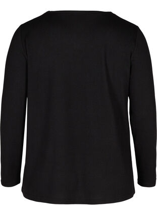 Plain-coloured blouse with long sleeves and collar, Black, Packshot image number 1