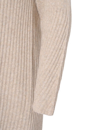Ribbed Knit Dress with Turtleneck, Simply Taupe Mel., Packshot image number 2