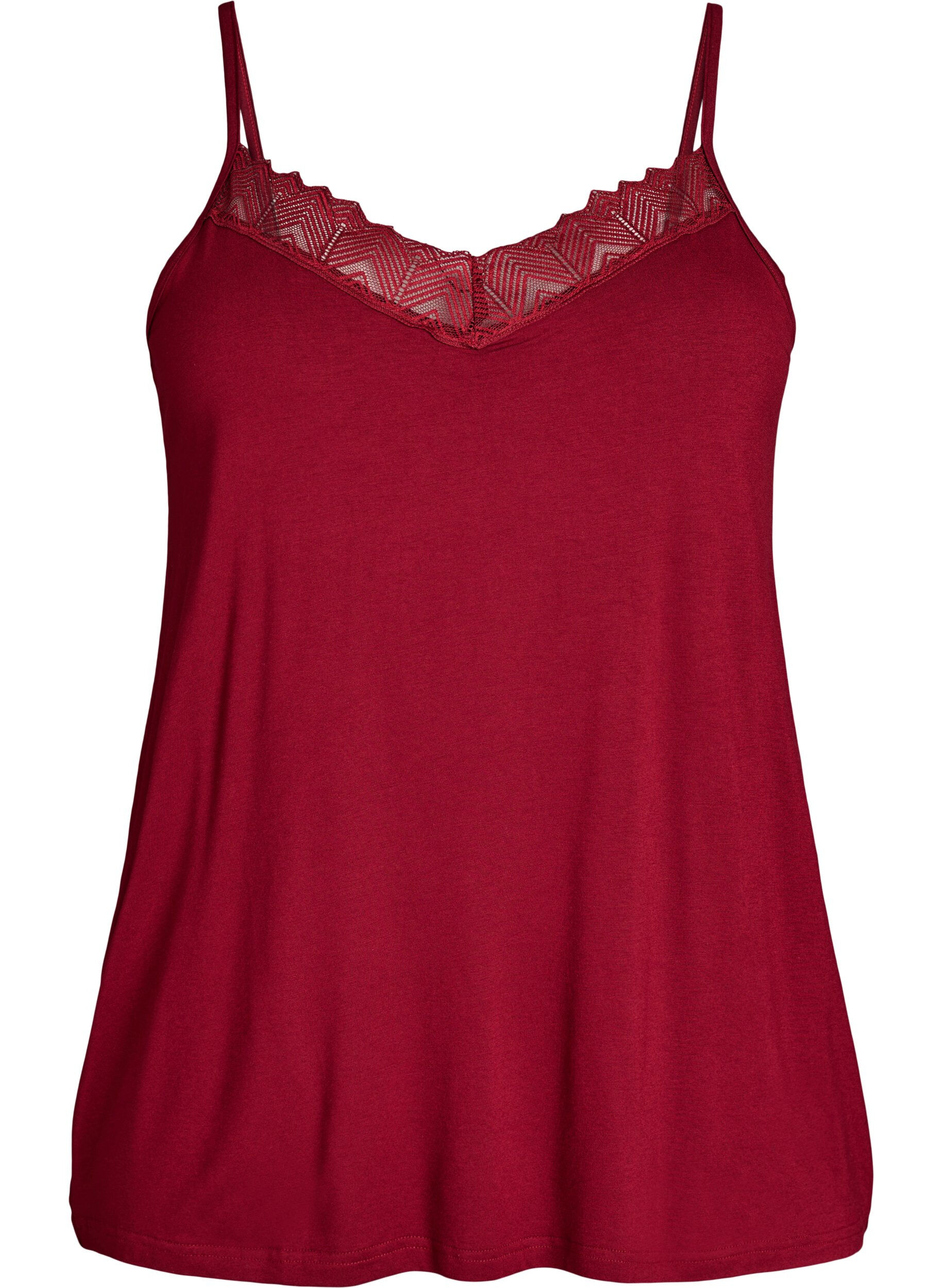 Zizzifashion Top with lace detail and spaghetti straps, Brown, Packshot image number 0