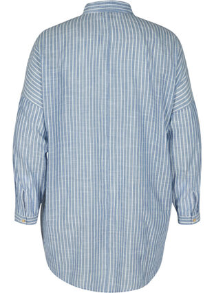 Long striped shirt in cotton, Country Blue Stripe, Packshot image number 1