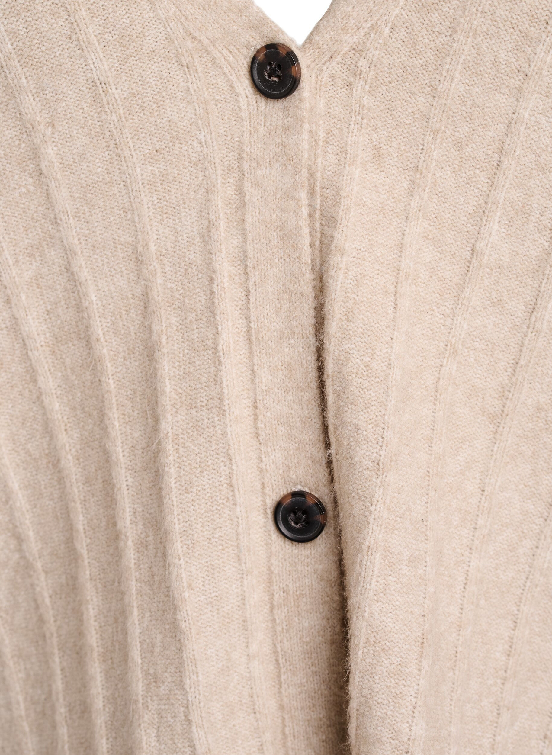 Zizzifashion Cardigan with a ribbed texture and balloon sleeves, Beige, Packshot image number 2