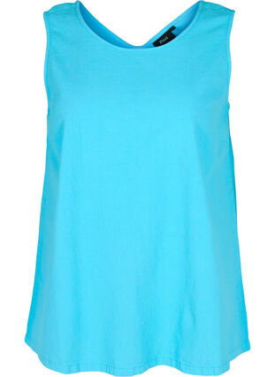 Sleeveless top in cotton, River Blue, Packshot image number 0