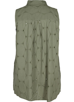 Sleeveless tunic with broderie anglaise, Agave Green, Packshot image number 1