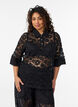 Lace blouse with collar and 1/2 sleeves, Black, Model image number 0