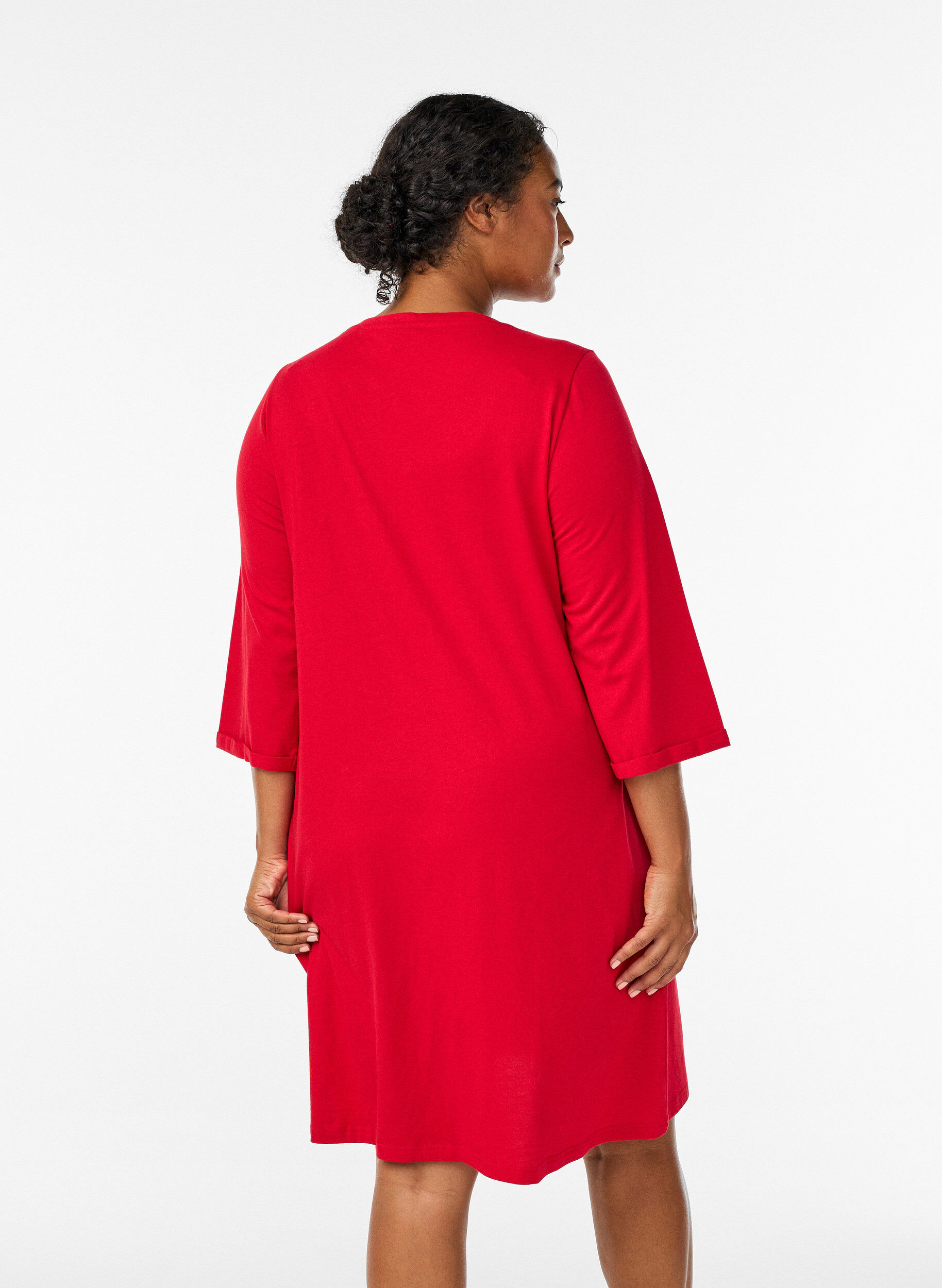 Zizzifashion Nightdress in organic cotton with Christmas motif, Red, Model image number 2