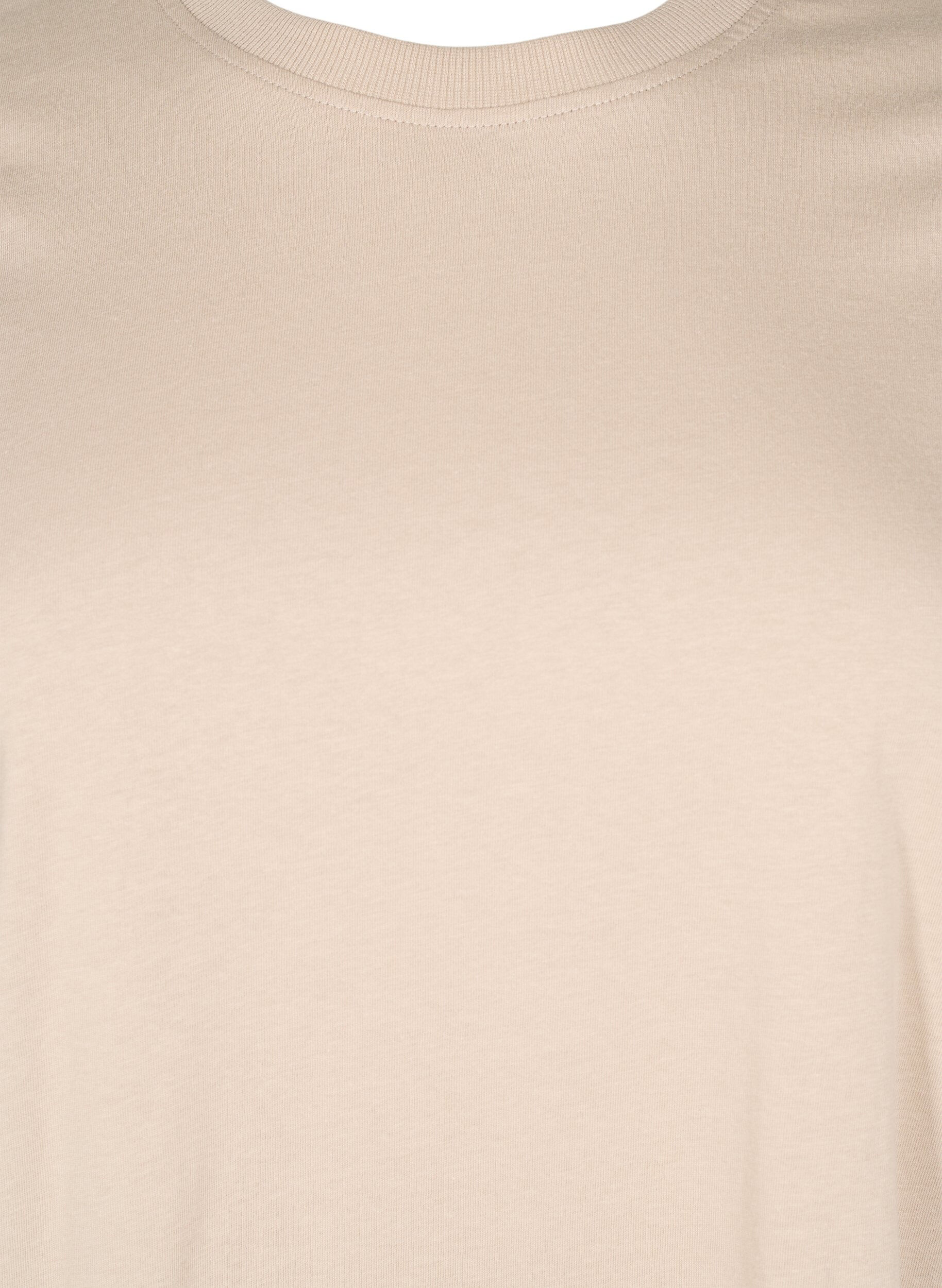 Zizzifashion Basic cotton T-shirt with round neck, Beige, Packshot image number 2