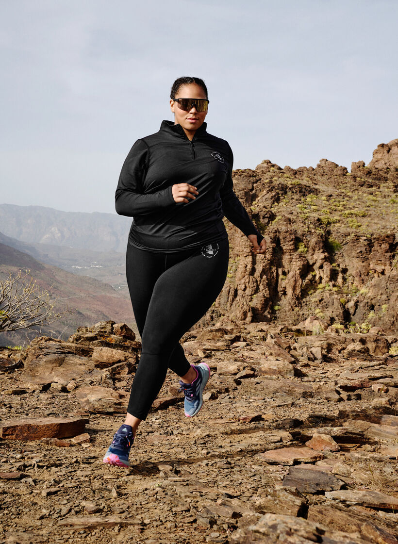 Solid-coloured gym leggings, Black, Image image number 0