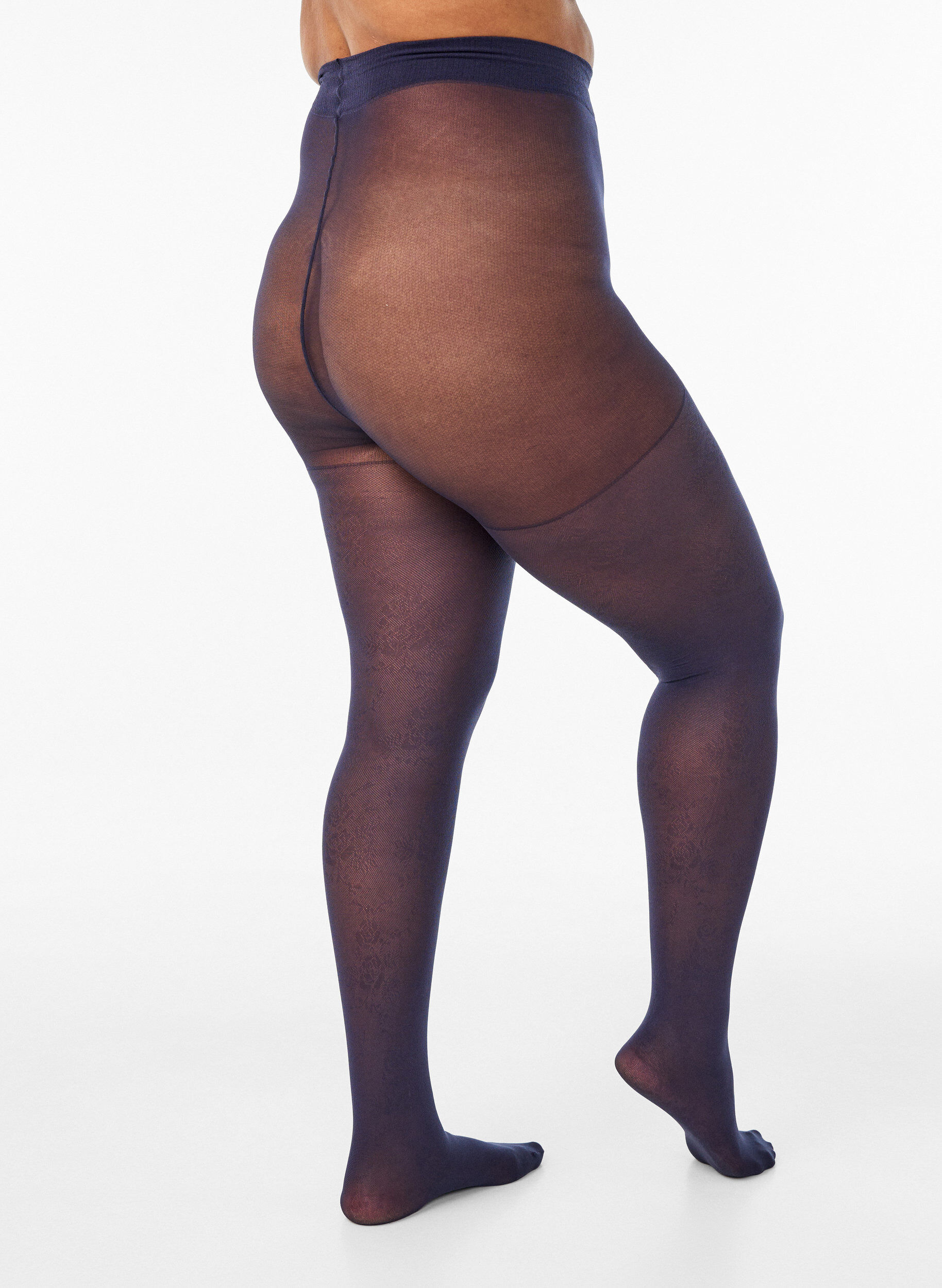 Zizzifashion50 denier tights with a floral pattern, Blue, Model image number 3