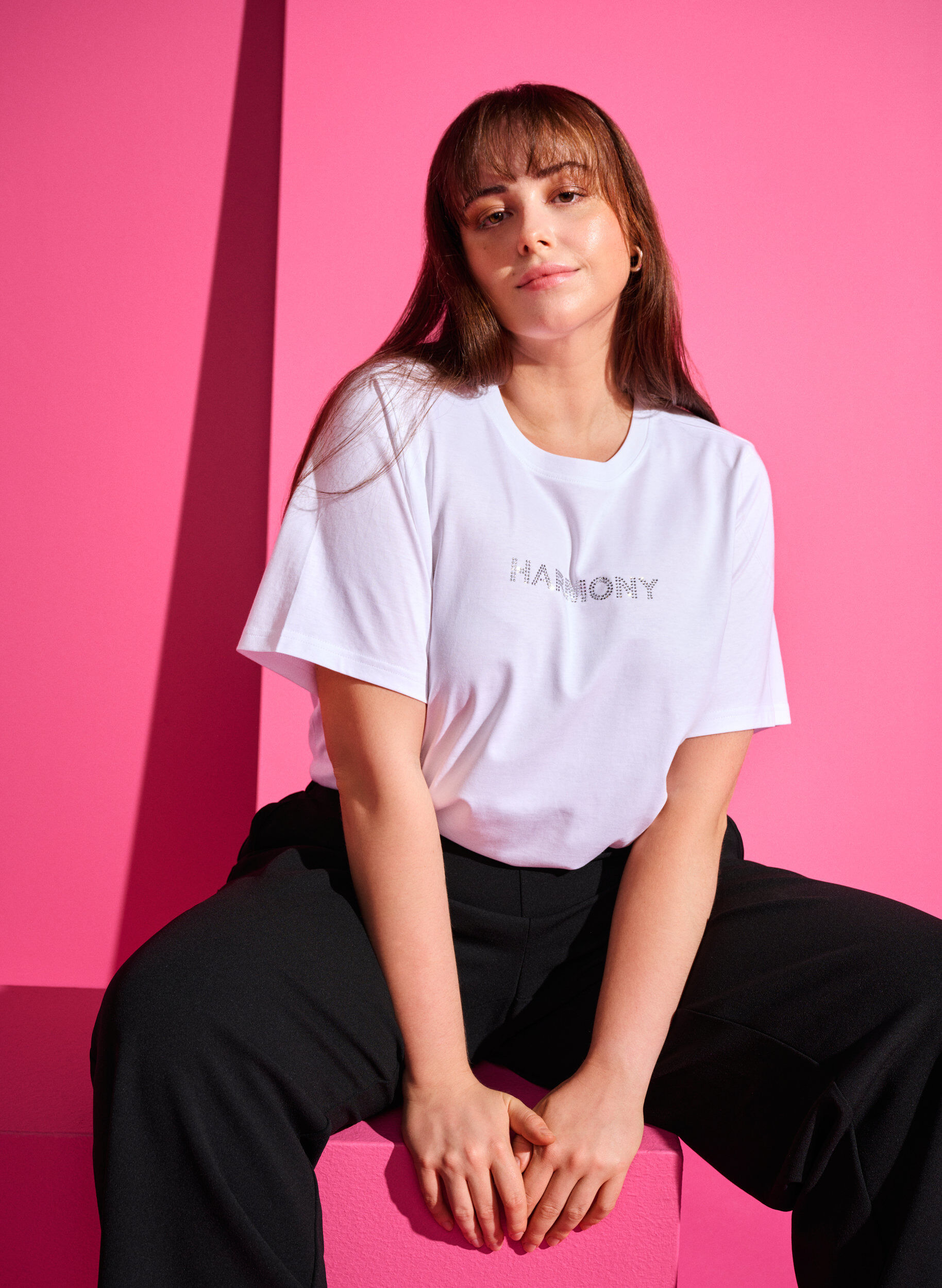 Zizzifashion Organic cotton t-shirt with text, White HARMONY, Image image number 0