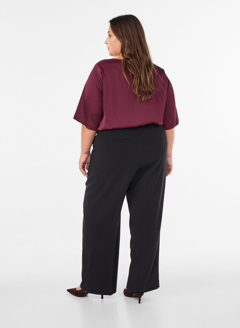 Satin blouse with elbow-length sleeves, Red, Model image number 2