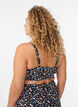 Floral bikini top with ruffle details, Brown, Model image number 1