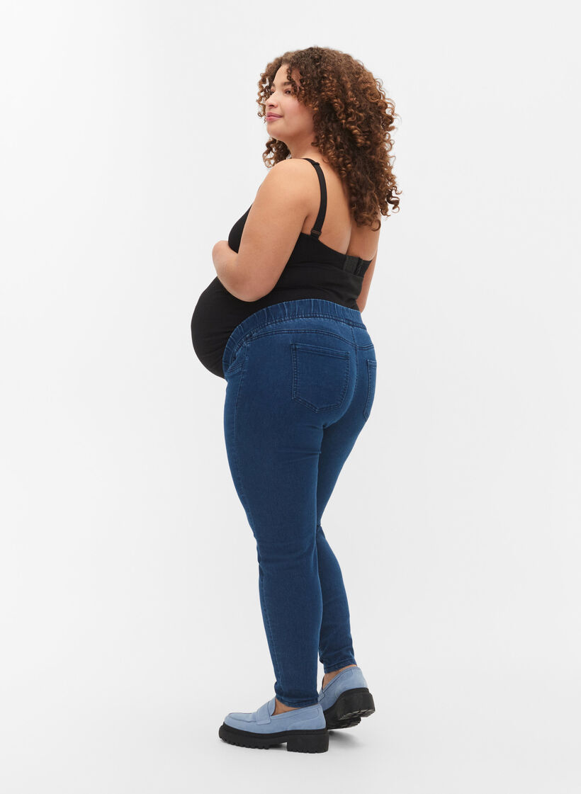 Pregnancy jeggings with back pockets, Blue, Model image number 1