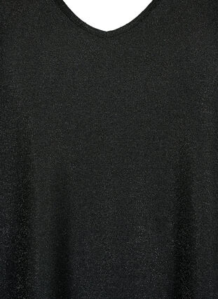 Glitter blouse with 3/4 sleeves, Black Black, Packshot image number 2