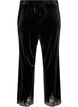 Velvet trousers with lace trim and wide legs, Black, Packshot image number 1