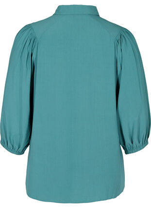 Viscose shirt with 3/4-length puff sleeves, Sea Pine, Packshot image number 1