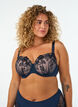 Moulded bra with floral embroidery and draped details, Blue, Model image number 0