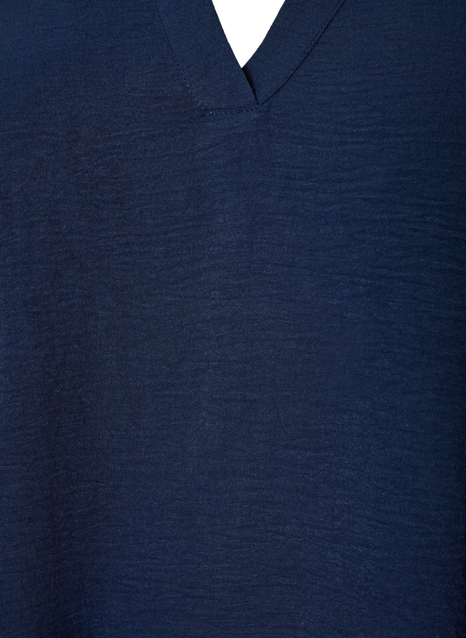 ZizzifashionBlouse with smock cuffs and V-neck, Blue, Packshot image number 2