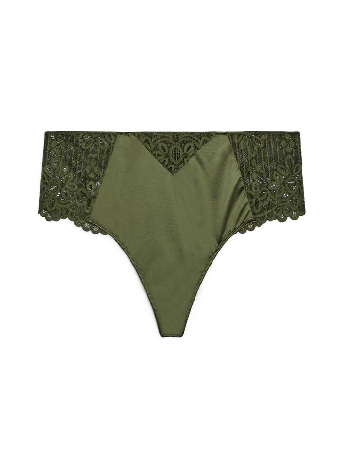 Hipster string with lace and microfibre, Green, Packshot image number 0