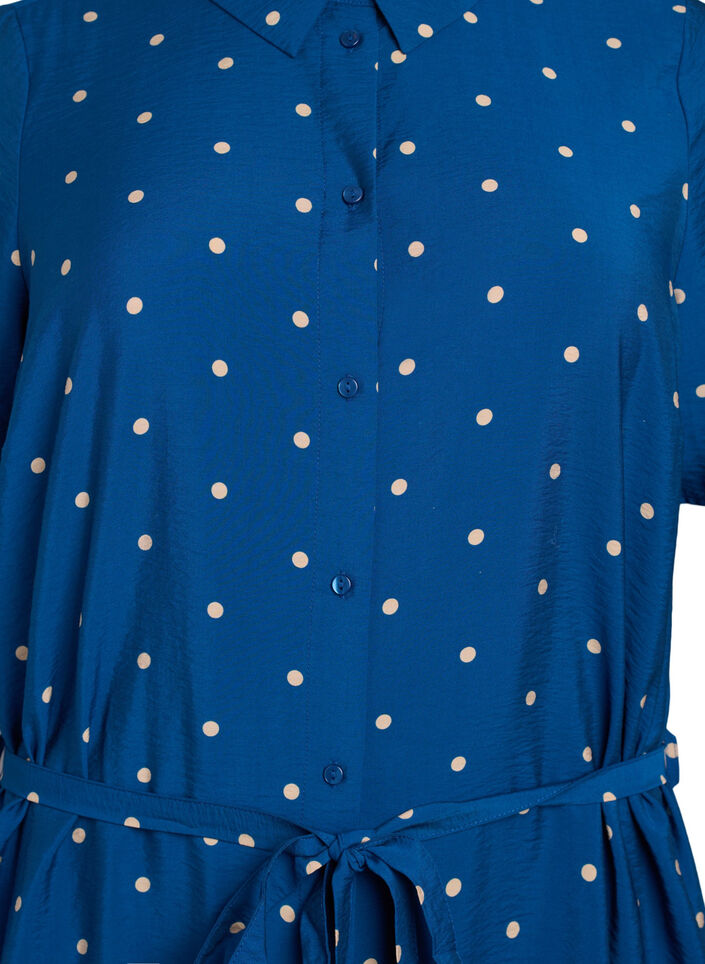 Midi shirt dress with polka dots, Blue, Packshot image number 2