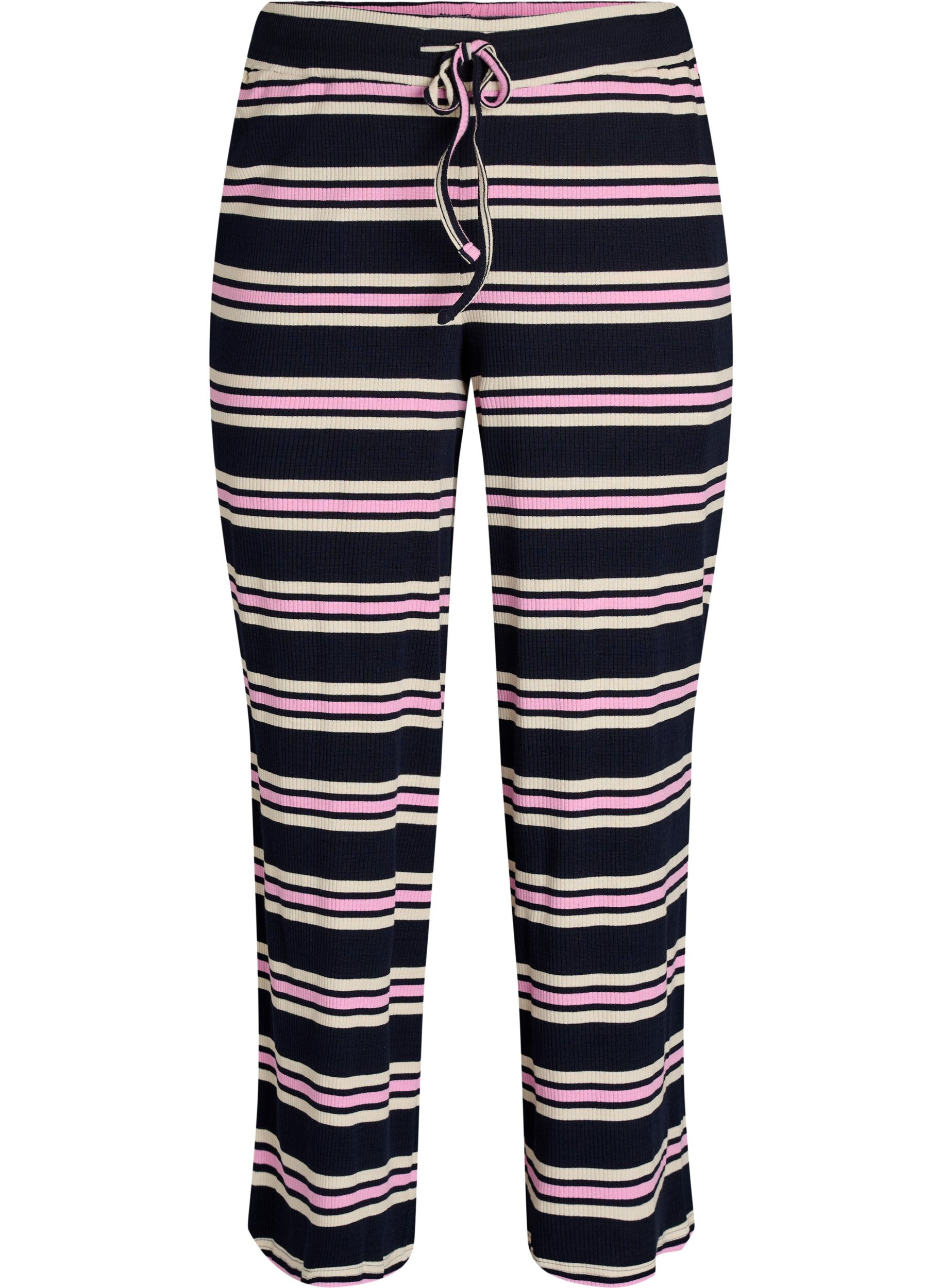 Striped pyjama bottoms with wide legs