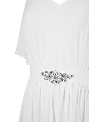 Maxi dress with pleats and short sleeves, Bright White, Packshot image number 2
